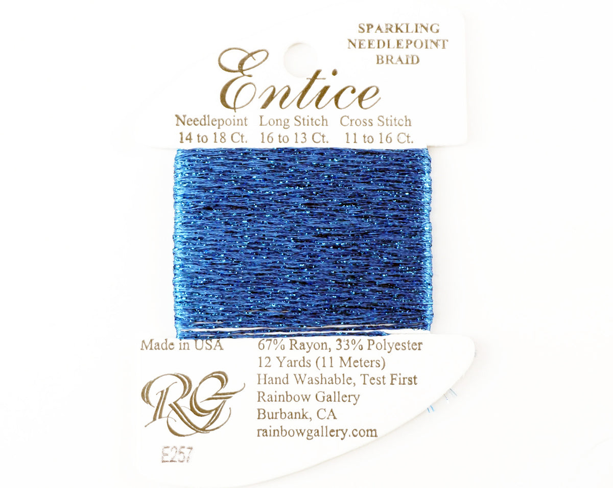 Fibers ~ ENTICE Braid #E257 "Classic Blue" Sparkling Stitching Fiber 12 Yards Needlepoint Stitching Thread - Rainbow Gallery