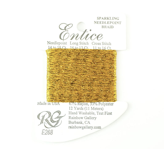Fibers ~ ENTICE Braid #E268 "Gothic Gold" Stitching Fiber 12 Yards Needlepoint Stitching Thread - Rainbow Gallery