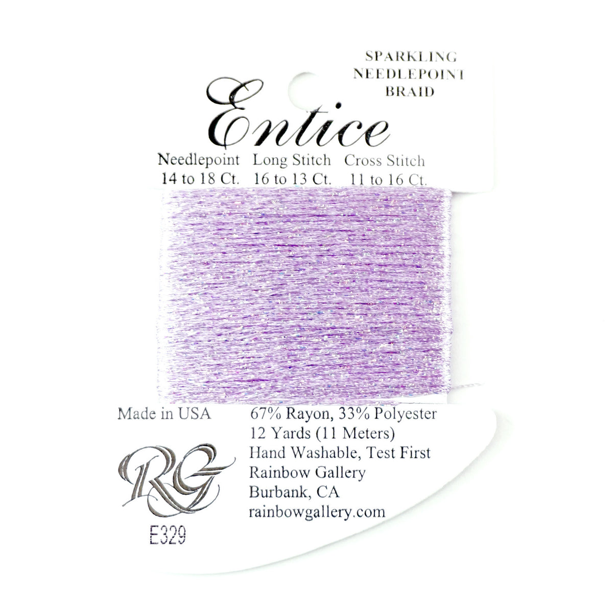 Fibers ~ ENTICE Braid #E329  "Lavender Pearl" Stitching Fiber 12 Yards Needlepoint Stitching Thread - Rainbow Gallery