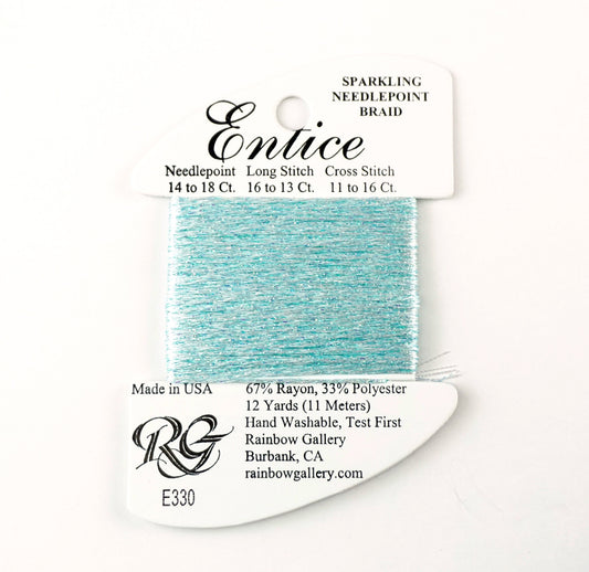Fibers ~ ENTICE Braid #E330 "Ice Blue" Sparkling Stitching Fiber 12 Yards Needlepoint Stitching Thread - Rainbow Gallery