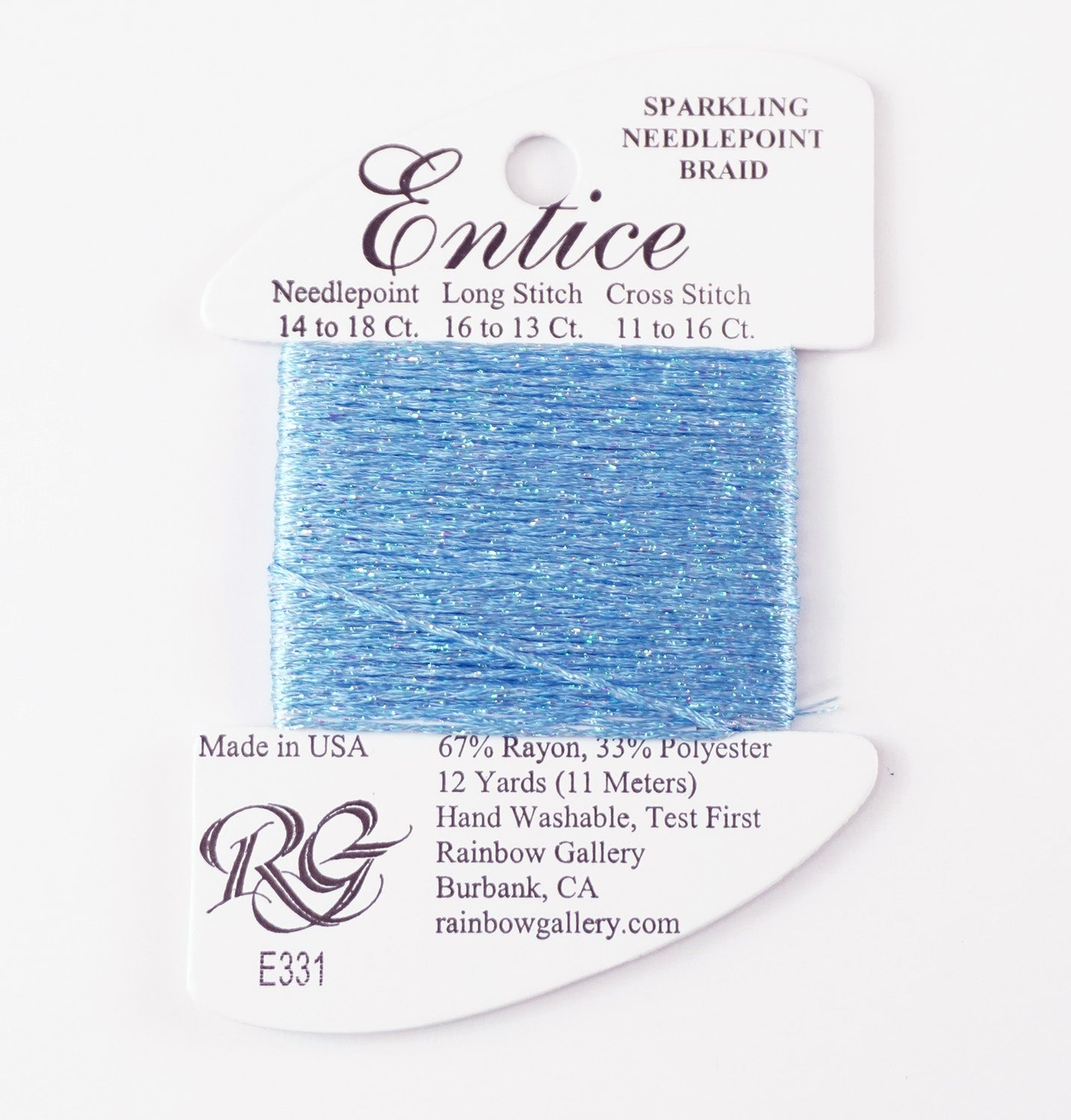 Fibers ~ ENTICE Braid #E331 "Blue Grotto" Sparkling Stitching Fiber 12 Yards Needlepoint Stitching Thread - Rainbow Gallery
