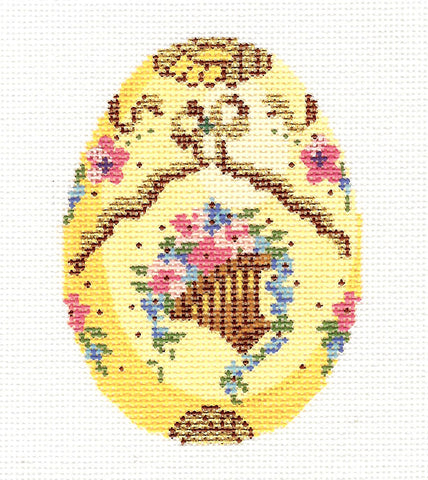 Egg ~ EASTER BASKET Floral Faberge EGG handpainted Needlepoint Canvas Ornament by LEE