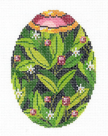 Faberge Egg of the Month ~ MAY Emerald Jewel EGG OF THE MONTH handpainted Needlepoint Canvas by LEE