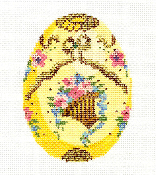 Faberge Egg ~ Jeweled EASTER BASKET Faberge EGG handpainted Needlepoint Canvas by LEE