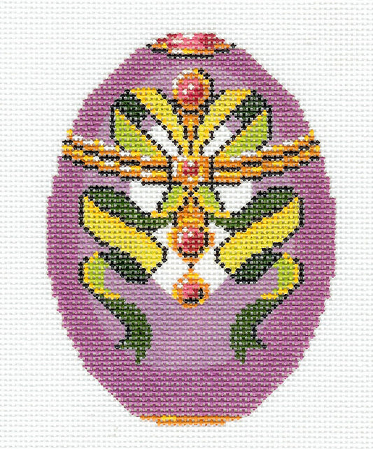 Faberge Egg ~ Elegant Jeweled EGG handpainted Needlepoint Canvas Ornament HP 460