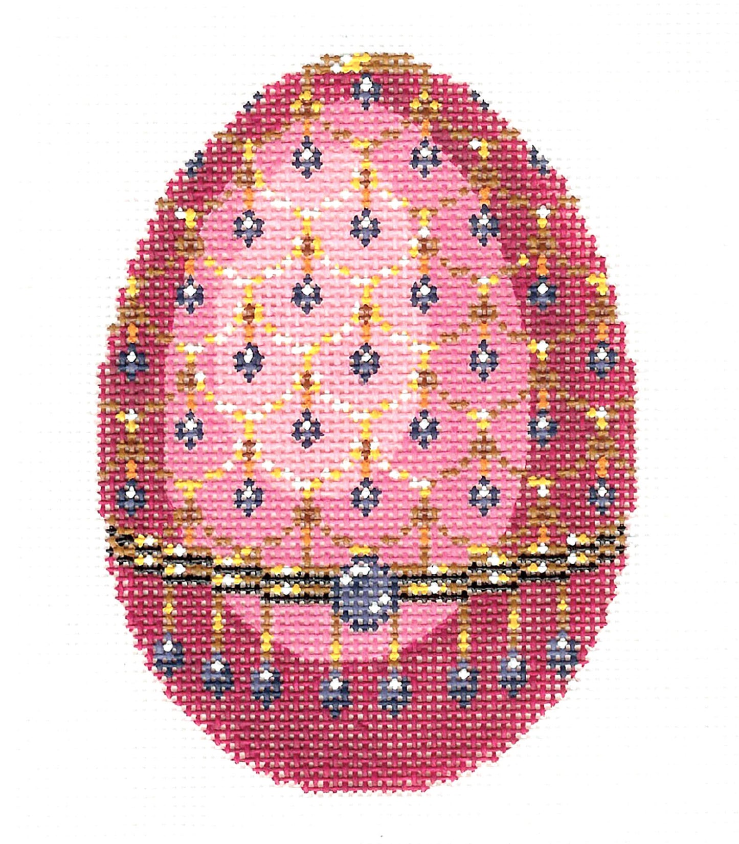 Faberge Egg ~ Elegant Jeweled EGG Rose Pink & Blue handpainted Needlepoint Canvas by LEE #457