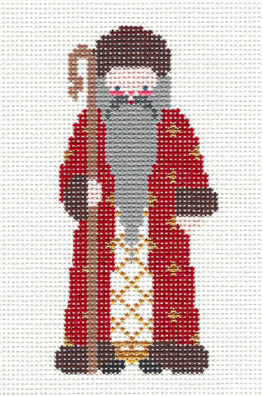 Santa Canvas ~ Father Christmas #2 Santa handpainted Needlepoint Ornament Canvas by Petei