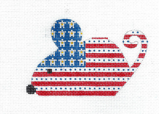 Mouse ~ Patriotic FLAG Mouse Stars & Stripes R, W & B handpainted Needlepoint Canvas by CH Designs ~ Danji