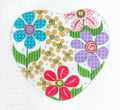 Heart ~ FLORAL HEART & STITCH GUIDE SET handpainted 18 Mesh Needlepoint Canvas by CH Designs from Danji