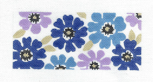Canvas Insert ~ Lavender & Blue Floral handpainted Needlepoint Canvas BB Insert by LEE