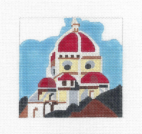 Travel ~ FLORENCE, ITALY 4" Sq. Travel Coaster Handpainted Needlepoint Canvas by Melissa Prince