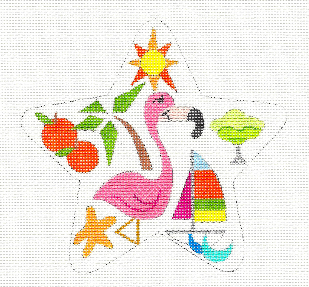 Travel ~ FLORIDA STAR handpainted Needlepoint Canvas Ornament by Raymond Crawford