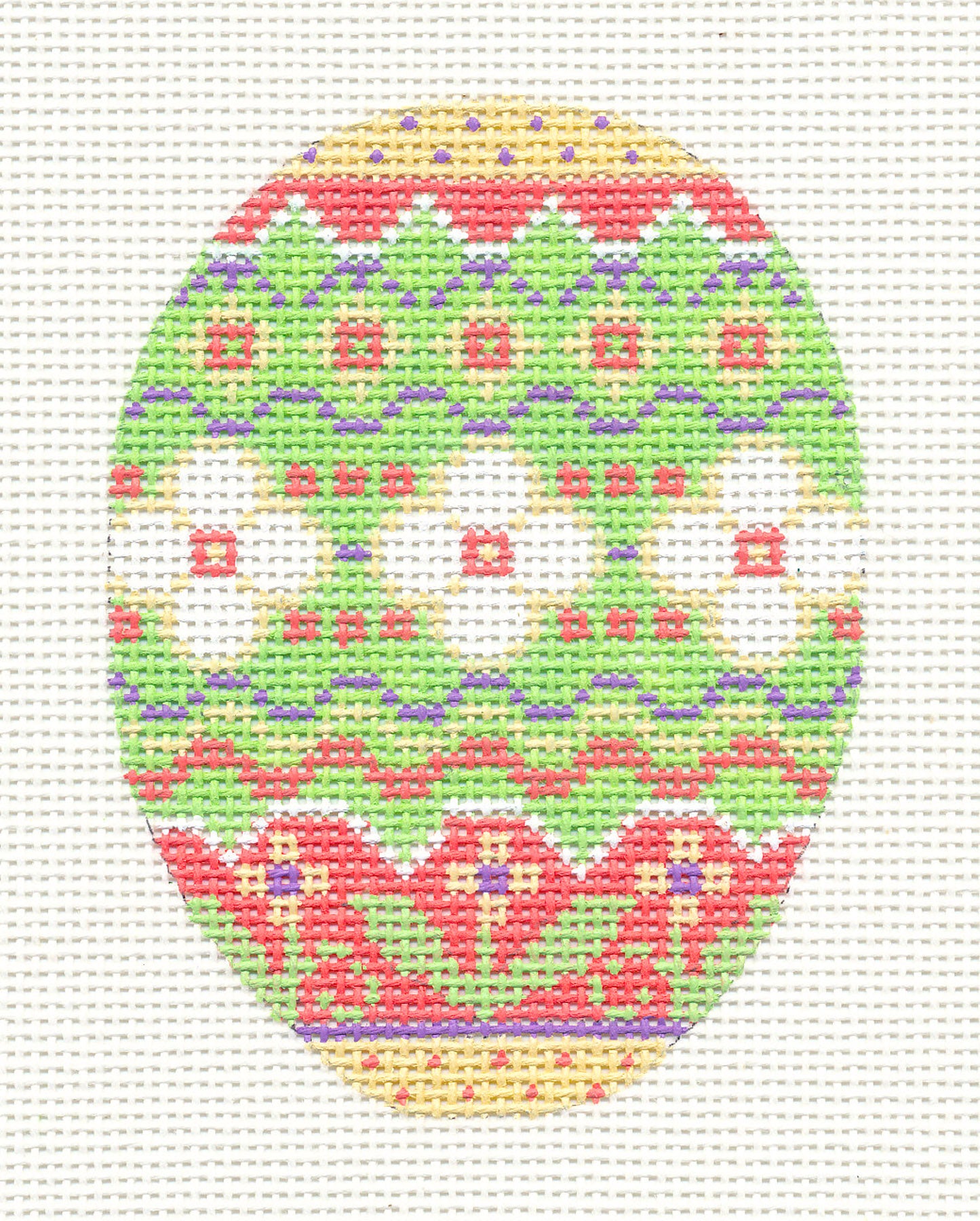 Easter Egg Floral Multi-Colored Ornament on Handpainted Needlepoint Canvas ~ by Danji Designs