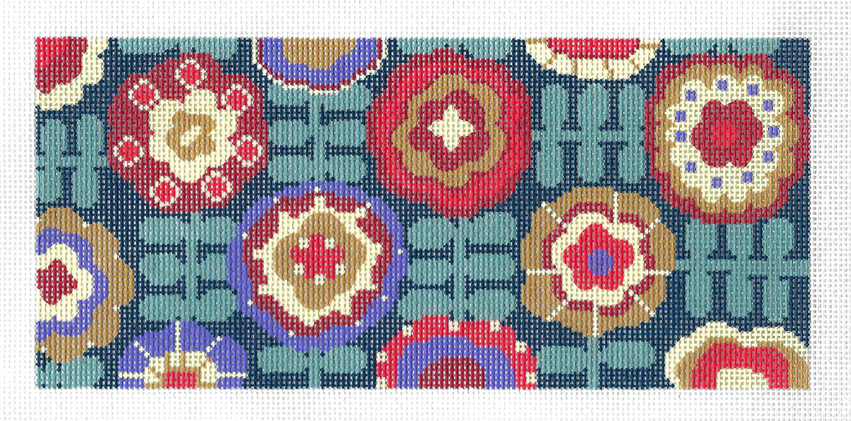 Insert Canvas ~ Folk Flowers Design handpainted Needlepoint Canvas ~ BR Insert ~ 8.25" by 4" by LEE