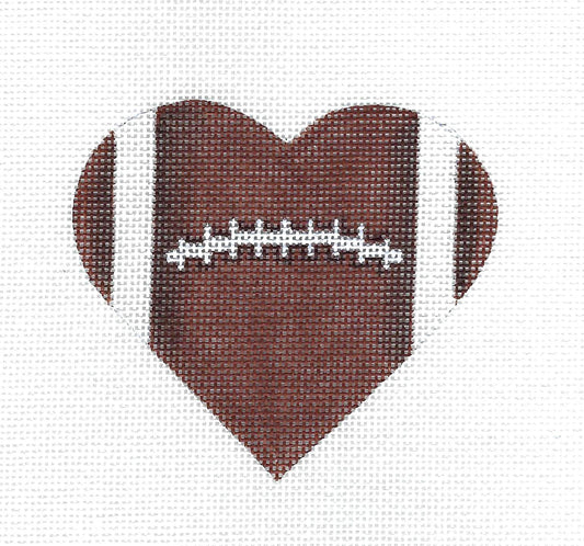 Sports ~ FOOTBALL HEART Sports 18 Mesh handpainted Needlepoint Canvas by Pepperberry