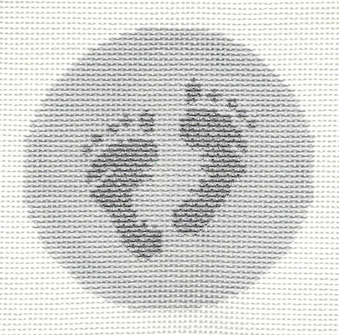 Baby Round ~ Baby Footprints in Silver & Metallic handpainted 3" Rd. Needlepoint Canvas by LEE