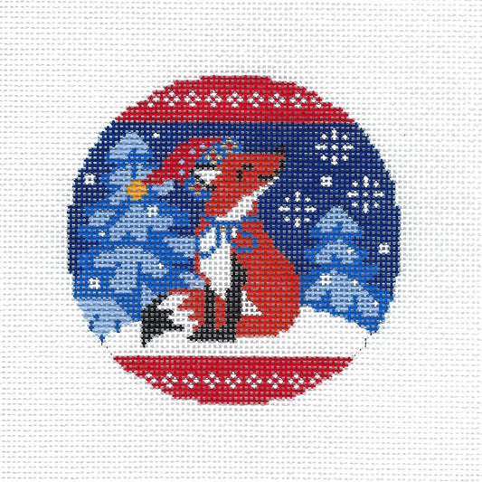 Fox canvas ~ Fox in the Blue Woods Ornament handpainted Needlepoint Canvas by Abigail Cecile from Juliemar