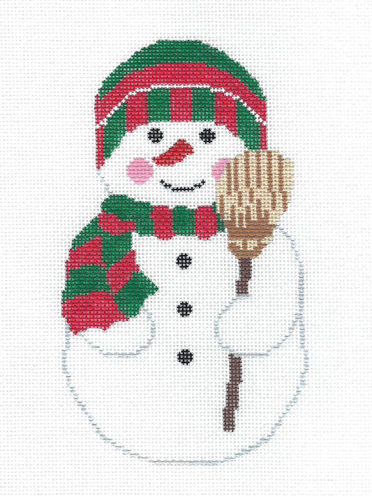 FROSTY the SNOWMAN handpainted Needlepoint Canvas Ornament by Silver Needle