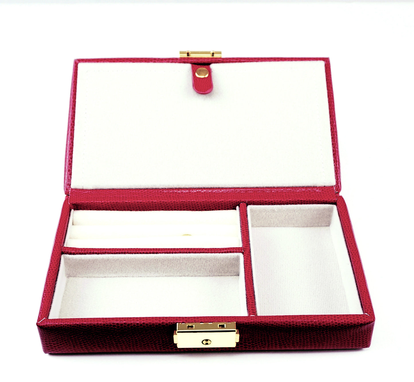 Leather Jewelry Box ~ Fuchsia Leather Jewelry Box with Interior Compartments for Needlepoint Canvas LEE