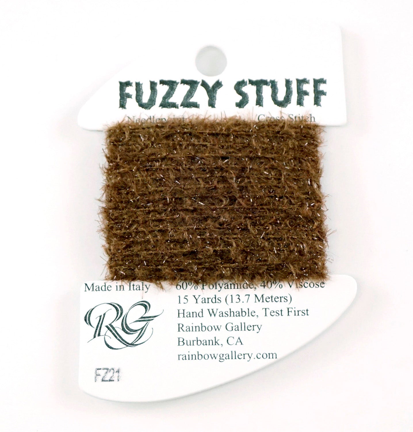 FUZZY STUFF BROWN #FZ21 Stitching Fiber 15 Yd Needlepoint Thread Rainb ...