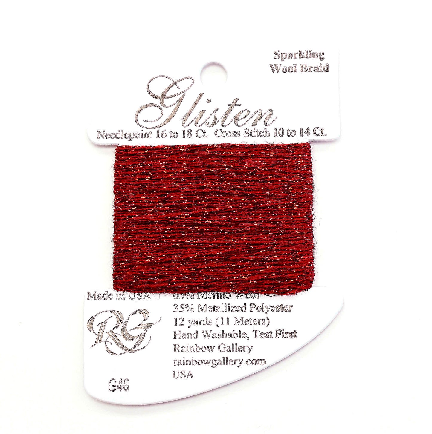 GLISTEN Sparkling Braid #46 Crimson Needlepoint Thread by Rainbow Gallery
