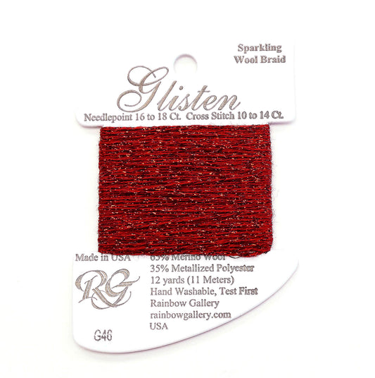 GLISTEN Sparkling Braid #46 Crimson Needlepoint Thread by Rainbow Gallery