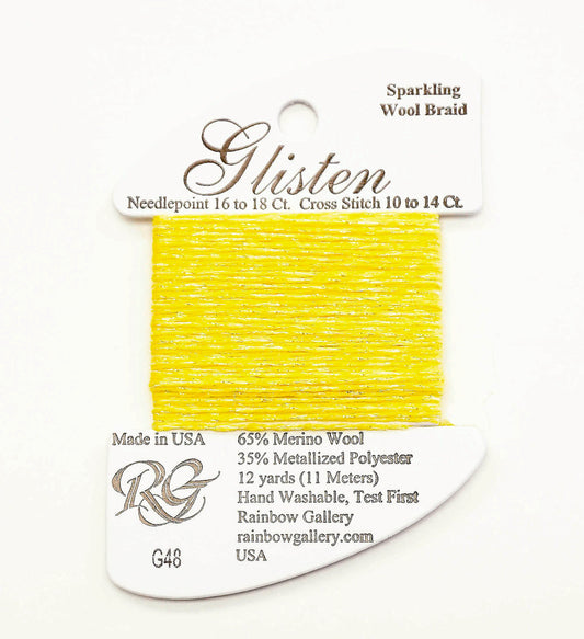 GLISTEN Sparkling Braid #48 Blazing Yellow Needlepoint Thread by Rainbow Gallery