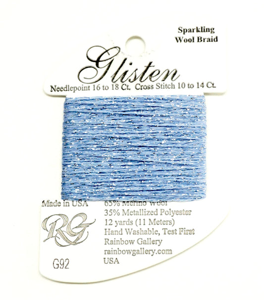 GLISTEN Sparkling Braid #92 Heavenly Blue Needlepoint Thread by Rainbow Gallery