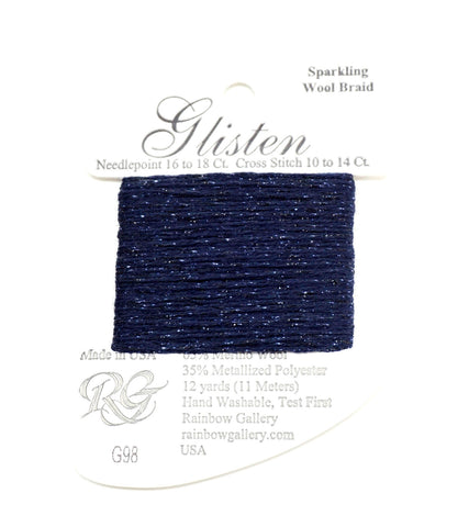 GLISTEN Sparkling Braid #98 Black Iris Needlepoint Thread by Rainbow Gallery