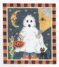 Halloween ~ Ghostly Trick-or-Treater handpainted on 14 Mesh Needlepoint Ornament Canvas by Kelly Clark