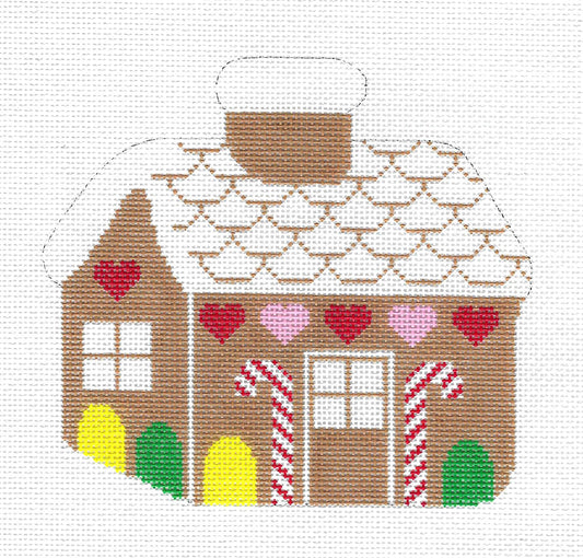 Christmas Gingerbread House handpainted 18 Mesh Needlepoint Ornament Canvas by Silver Needle