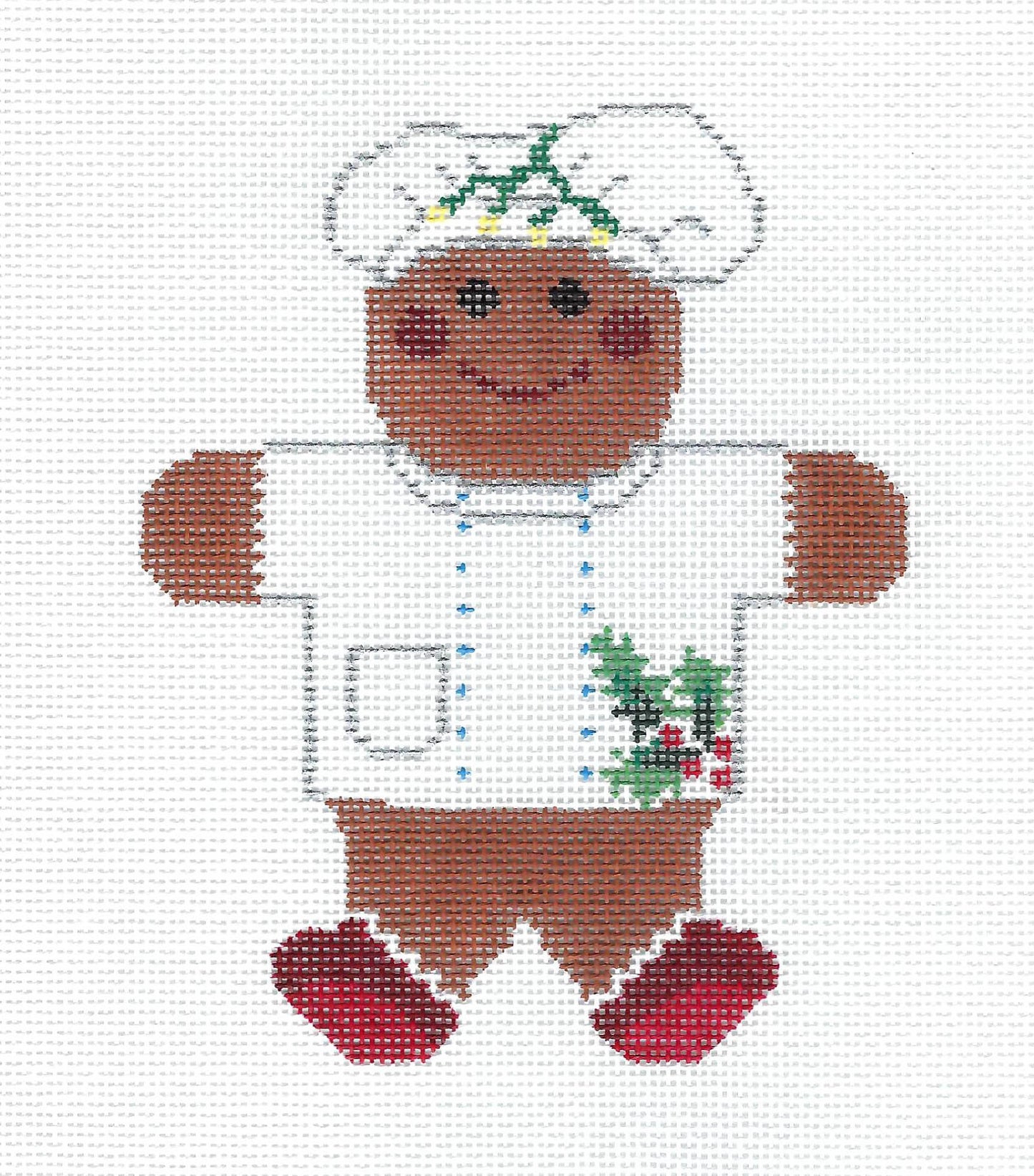 Chef Gingerbread Man in Apron Ornament  HP Needlepoint Canvas by Whimsy & grace