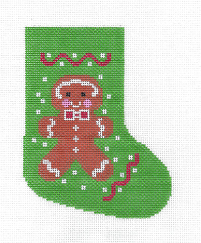 Mini Stocking ~ Gingerbread Man Cookie Mini Stocking handpainted Needlepoint Ornament by LEE