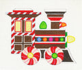 Holiday Train ~ Gingerbread TRAIN ENGINE handpainted 18 mesh Needlepoint Canvas by Raymond Crawford