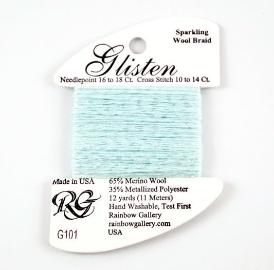 GLISTEN Sparkling Braid #101 "Bridal Blue" Needlepoint Thread by Rainbow Gallery