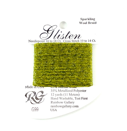 GLISTEN Sparkling Braid #99 Fern Green Needlepoint Thread by Rainbow Gallery