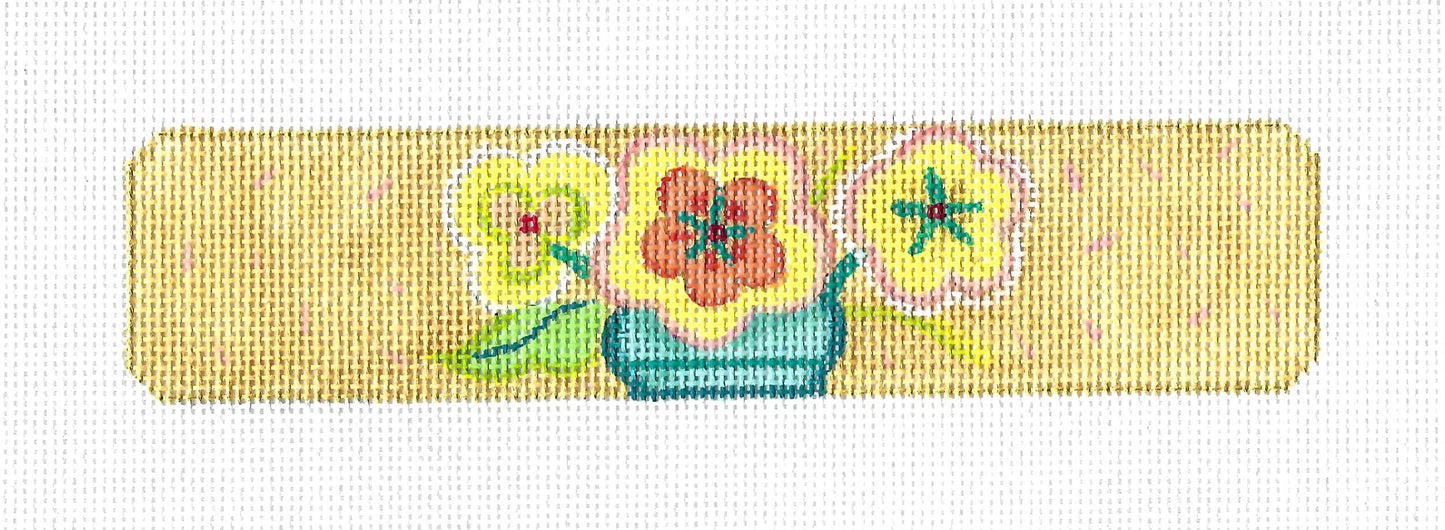 Bookmark ~ Golden Flowers in a Vase BOOKMARK or Cuff Bracelet Handpainted Needlepoint Canvas by JulieMar