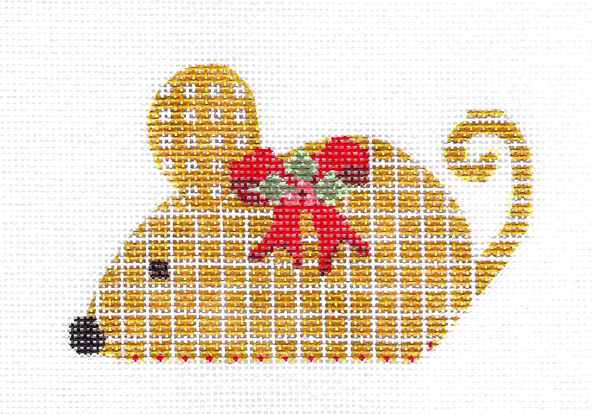 Mouse ~ Golden Checked Mouse handpainted Needlepoint Canvas by CH Designs ~ Danji