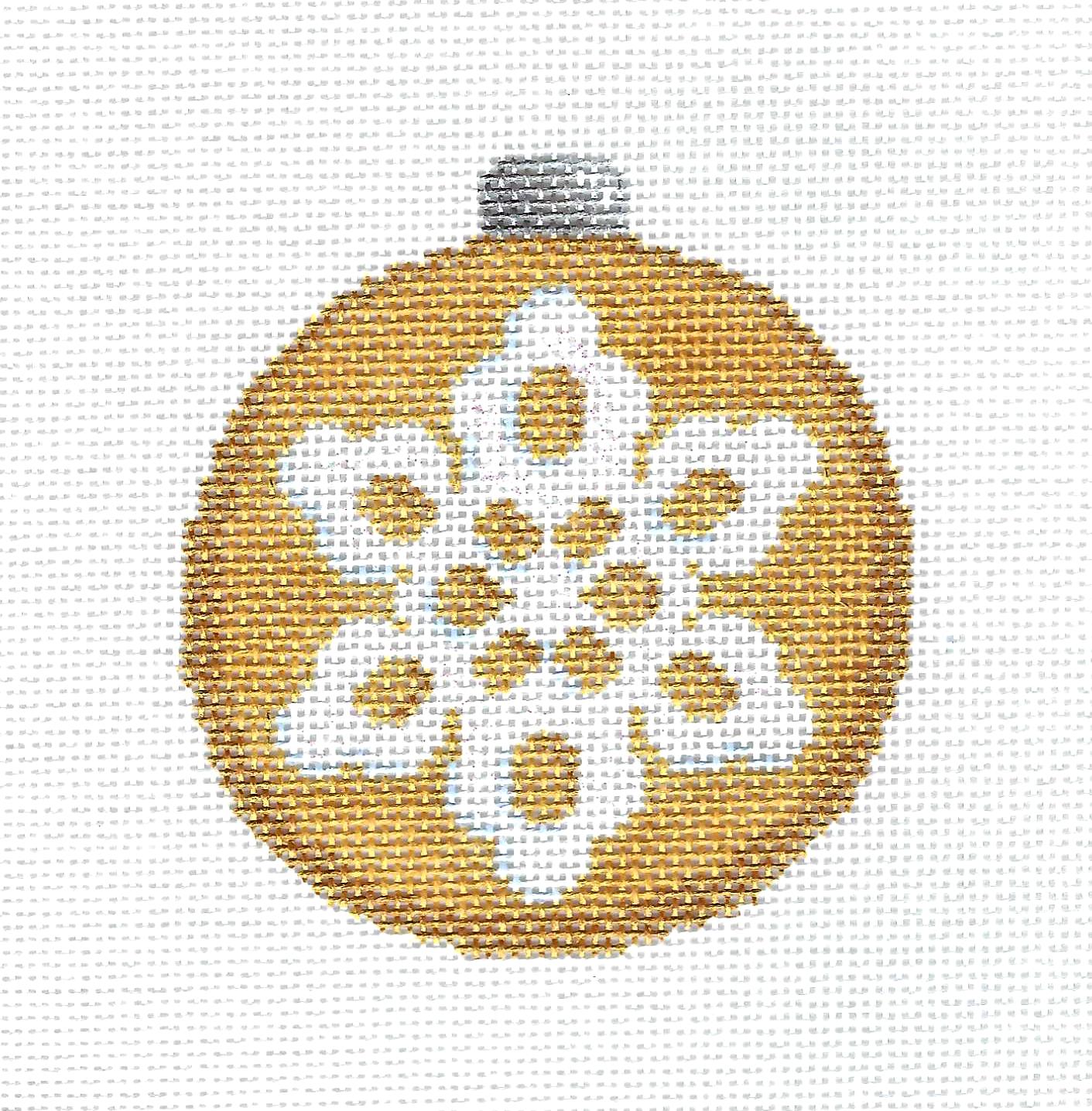 Ornament ~ White Snowflake on Metallic Gold  HP Needlepoint Ornament by Associated Talents
