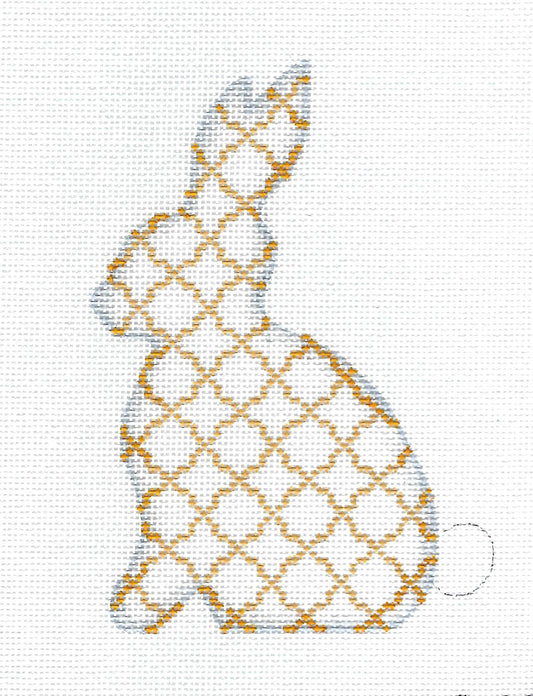 Kelly Clark ~ Golden & White Bunny Rabbit Ornament Handpainted Needlepoint Canvas
