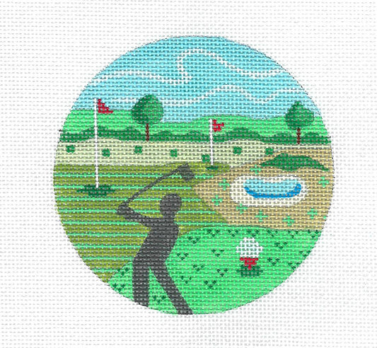 Dramatic Sports ~ GOLF ~ handpainted Needlepoint Ornament Canvas by CH Designs from Danji
