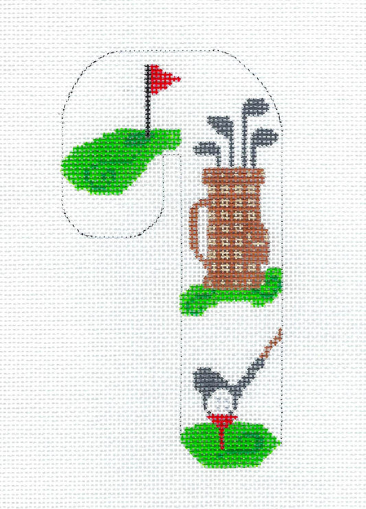 Candy Cane ~ GOLF Sports Medium Candy Cane EXCLUSIVE handpainted Needlepoint Canvas by CH Designs from Danji