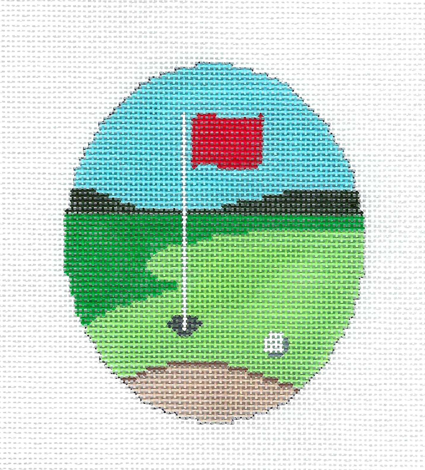 Sports ~ Golfing Hole in One Ornament 18 mesh handpainted Needlepoint Oval Ornament Canvas by Zia from Danji
