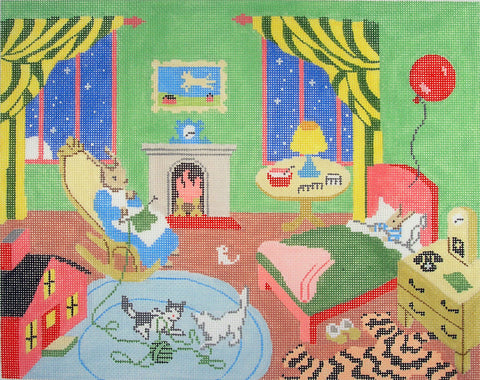 Child's Canvas ~ Goodnight Moon ~ The Great Green Room handpainted Needlepoint Canvas by Silver Needle