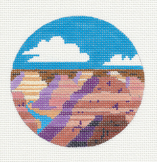 Travel Round ~ Grand Canyon National Park, Arizona Travel Destination  4" Round handpainted Needlepoint Canvas by Painted Pony