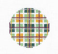 3" Round ~ Green & Gold Plaid 3" Round Ornament 18 Mesh handpainted Needlepoint Canvas by Needle Crossings