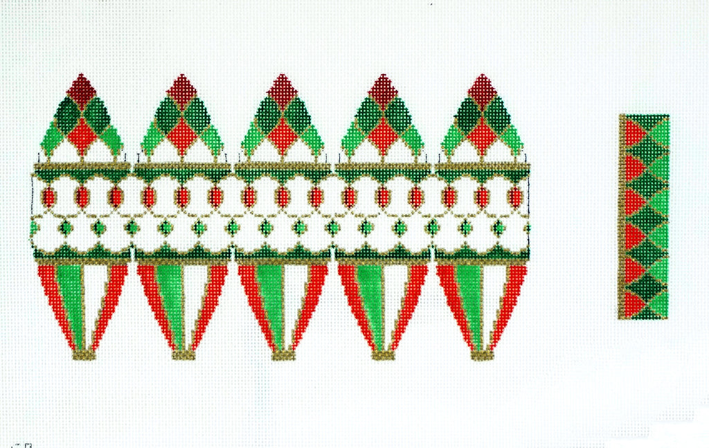 3-D Ornament ~ 3-D Scallop Jewels Hot Air Balloon w/ Basket handpainted Needlepoint Canvas by Susan Roberts