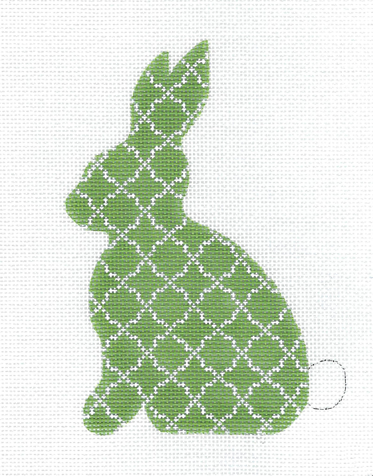 Kelly Clark ~ Green & White Bunny Rabbit Ornament 18 Mesh Handpainted Needlepoint Canvas