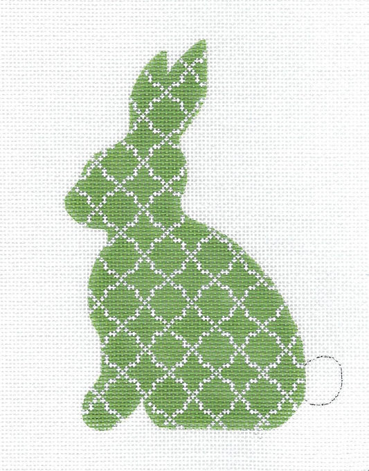 Kelly Clark ~ Green & White Bunny Rabbit Ornament 18 Mesh Handpainted Needlepoint Canvas