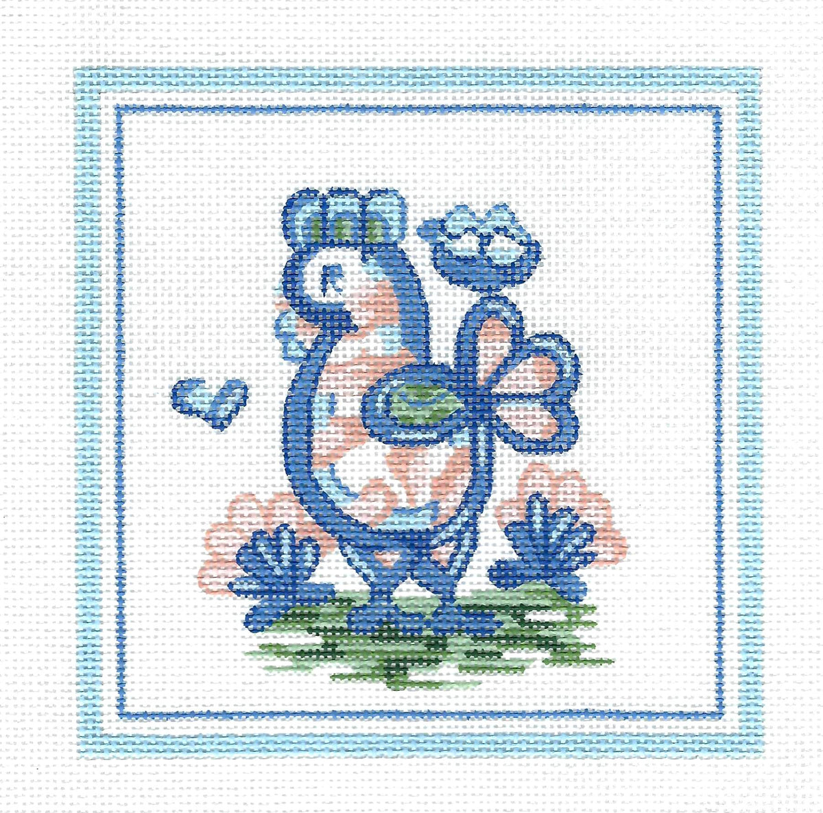 Hadley Pottery ~ CHICKEN handpainted Needlepoint Canvas 5"x 5" SQ. by Silver Needle